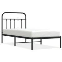Vidaxl Metal Bed Frame With Headboard Black 90X200 Cm, Black