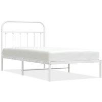 Vidaxl Metal Bed Frame With Headboard White 100X190 Cm, White