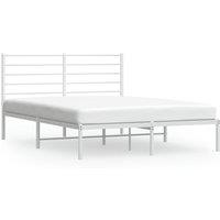 Vidaxl Metal Bed Frame With Headboard White 120X200 Cm, White