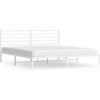 Vidaxl Metal Bed Frame With Headboard White 180X200 Cm 6Ft Super King, White