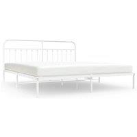 Vidaxl Metal Bed Frame With Headboard White 200X200 Cm, White