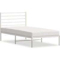Vidaxl Metal Bed Frame With Headboard White 80X200 Cm, White