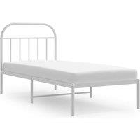 Vidaxl Metal Bed Frame With Headboard White 90X190 Cm, White