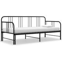 Vidaxl Pull-out Sofa Bed Frame Black Metal 90X200 Cm, Black