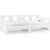 Vidaxl Pull-out Day Bed White Solid Wood Pine 2X 80X200 Cm, White
