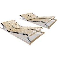 Vidaxl Slatted Bed Bases 2 Pcs With 28 Slats 7 Zones 90X200 Cm, Brown