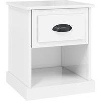 Vidaxl Bedside Cabinet High Gloss White 39X39X47.5 Cm Engineered Wood, White