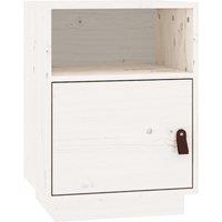 Vidaxl Bedside Cabinet White 40X34X55 Cm Solid Wood Pine, White