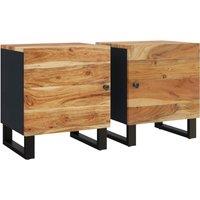 Vidaxl Bedside Cabinets 2 Pcs 40X33X46 Cm Solid Wood Acacia, Black