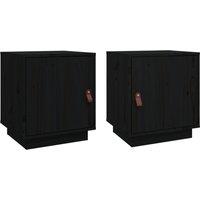 Vidaxl Bedside Cabinets 2 Pcs Black 40X34X45 Cm Solid Wood Pine, Black