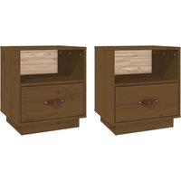 Vidaxl Bedside Cabinets 2 Pcs Honey Brown 40X34X45 Cm Solid Wood Pine, Brown