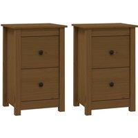 Vidaxl Bedside Cabinets 2 Pcs Honey Brown 40X35X61.5 Cm Solid Wood Pine, Brown