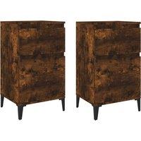 Vidaxl Bedside Cabinets 2 Pcs Smoked Oak 40X35X70 Cm, Brown