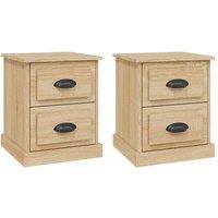 Vidaxl Bedside Cabinets 2 Pcs Sonoma Oak 39X39X47.5 Cm Engineered Wood, Brown