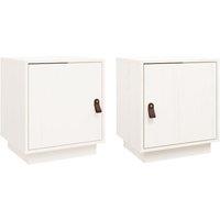 Vidaxl Bedside Cabinets 2 Pcs White 40X34X45 Cm Solid Wood Pine, White