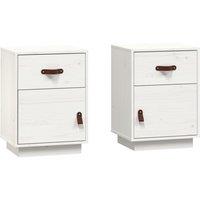 Vidaxl Bedside Cabinets 2 Pcs White 40X34X55 Cm Solid Wood Pine, White