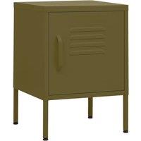 Vidaxl Nightstand Olive Green 35X35X51 Cm Steel, Green