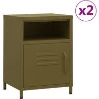 Vidaxl Nightstands 2 Pcs Olive Green 35X35X51 Cm Steel, Green