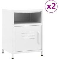 Vidaxl Nightstands 2 Pcs White 35X35X51 Cm Steel, White