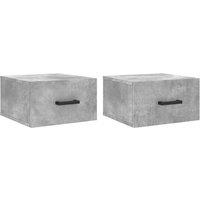 Vidaxl Wall-mounted Bedside Cabinets 2 Pcs Concrete Grey 35X35X20 Cm, Grey
