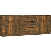 Vidaxl 3 Piece Sideboards Smoked Oak Engineered Wood, Brown