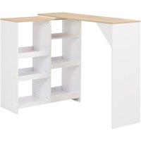 Vidaxl Bar Table With Moveable Shelf White 138X39X110 Cm, White