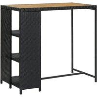 Vidaxl Bar Table With Storage Rack Black 120X60X110 Cm Poly Rattan, Black