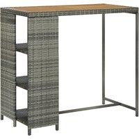 Vidaxl Bar Table With Storage Rack Grey 120X60X110 Cm Poly Rattan, Grey