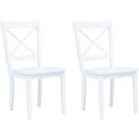 vidaXL Dining Chairs 2 pcs White Solid Rubber Wood, White