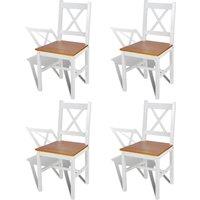 vidaXL Dining Chairs 4 pcs White Pinewood, White