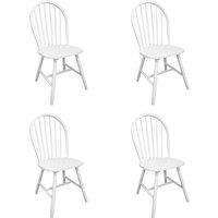 vidaXL Dining Chairs 4 pcs White Solid Rubber Wood, White