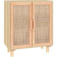 Vidaxl Sideboard Brown 60X30X70 Cm Solid Wood Pine And Natural Rattan, Brown