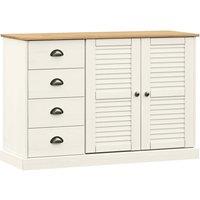 Vidaxl Sideboard With Drawers Vigo 113X40X75 Cm White Solid Wood Pine, White