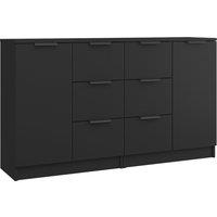 Vidaxl Sideboards 2 Pcs Black 60X30X70 Cm Engineered Wood, Black