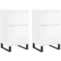 Vidaxl Sideboards 2 Pcs High Gloss White 40X35X70 Cm Engineered Wood, White