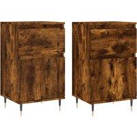 Vidaxl Sideboards 2 Pcs Smoked Oak 40X35X70 Cm Engineered Wood, Brown