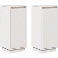 vidaXL Sideboards 2 pcs White 31.5x34x75 cm Solid Wood Pine, White