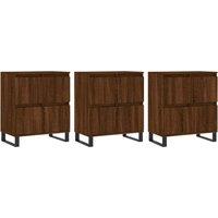 Vidaxl Sideboards 3 Pcs Brown Oak Engineered Wood, Brown