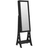 vidaXL Mirror Jewellery Cabinet with LED Lights Free Standing Black, Black