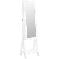 vidaXL Mirror Jewellery Cabinet with LED Lights Free Standing White, White