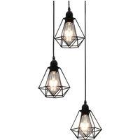 vidaXL Ceiling Lamp with Diamond Design Black 3 x E27 Bulbs, Black