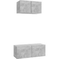 Vidaxl 2 Piece Tv Cabinet Set Concrete Grey Engineered Wood, Grey