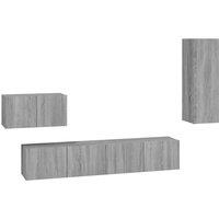 Vidaxl 4 Piece Tv Cabinet Set Grey Sonoma Engineered Wood, Grey