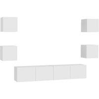 Vidaxl 6 Piece Tv Cabinet Set White Engineered Wood, White