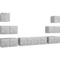 Vidaxl 8 Piece Tv Cabinet Set Concrete Grey Engineered Wood, Grey