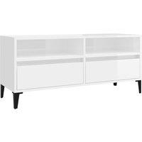 Vidaxl Tv Cabinet High Gloss White 100X34.5X44.5 Cm Engineered Wood, White