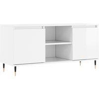 Vidaxl Tv Cabinet High Gloss White 104X35X50 Cm Engineered Wood, White
