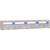 vidaXL TV Cabinet with LED Lights Concrete Grey 240x35x40 cm, Grey