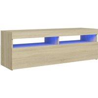vidaXL TV Cabinet with LED Lights Sonoma Oak 120x35x40 cm, Brown