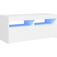 vidaXL TV Cabinet with LED Lights White 90x35x40 cm, White